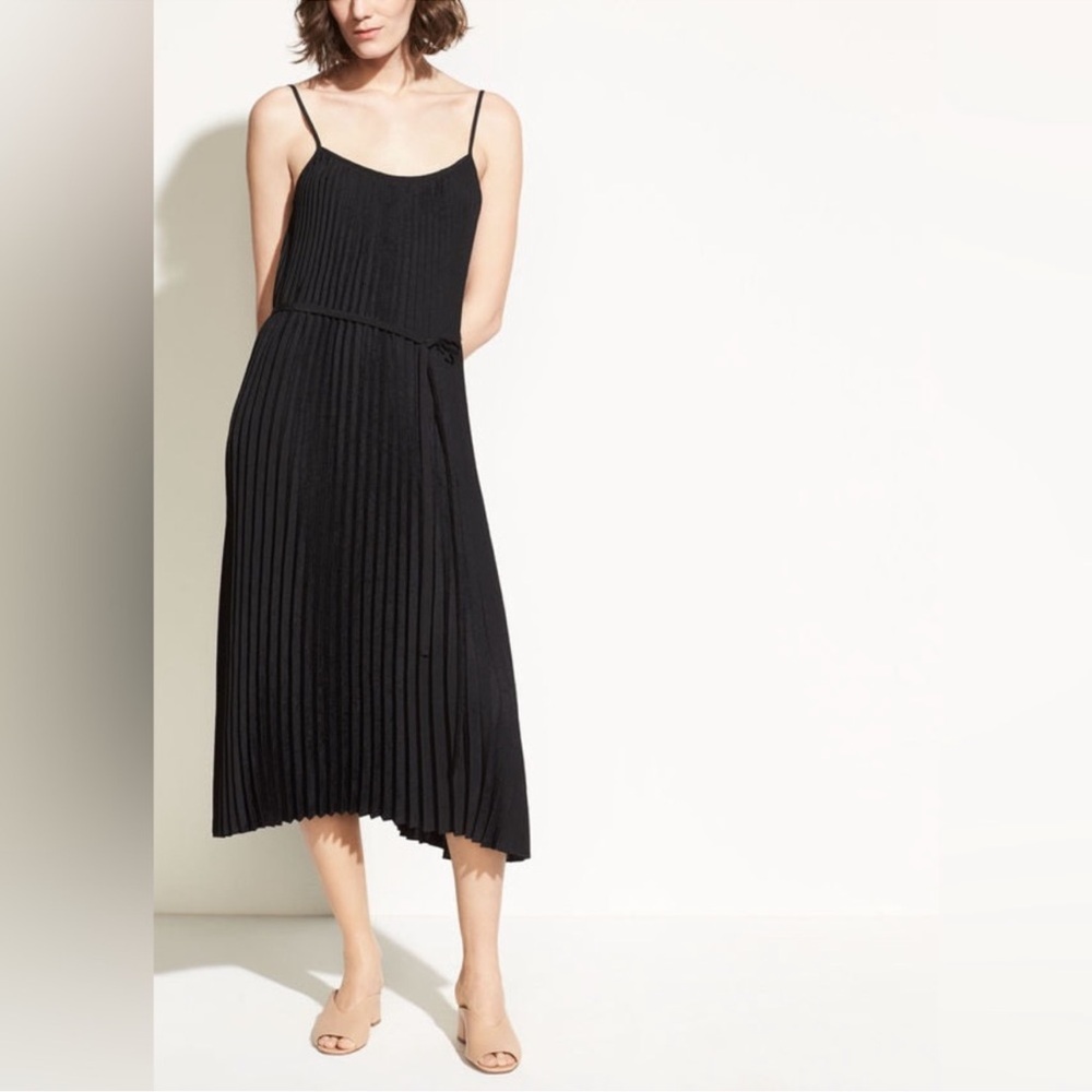 Vince Black Pleated Cami Dress